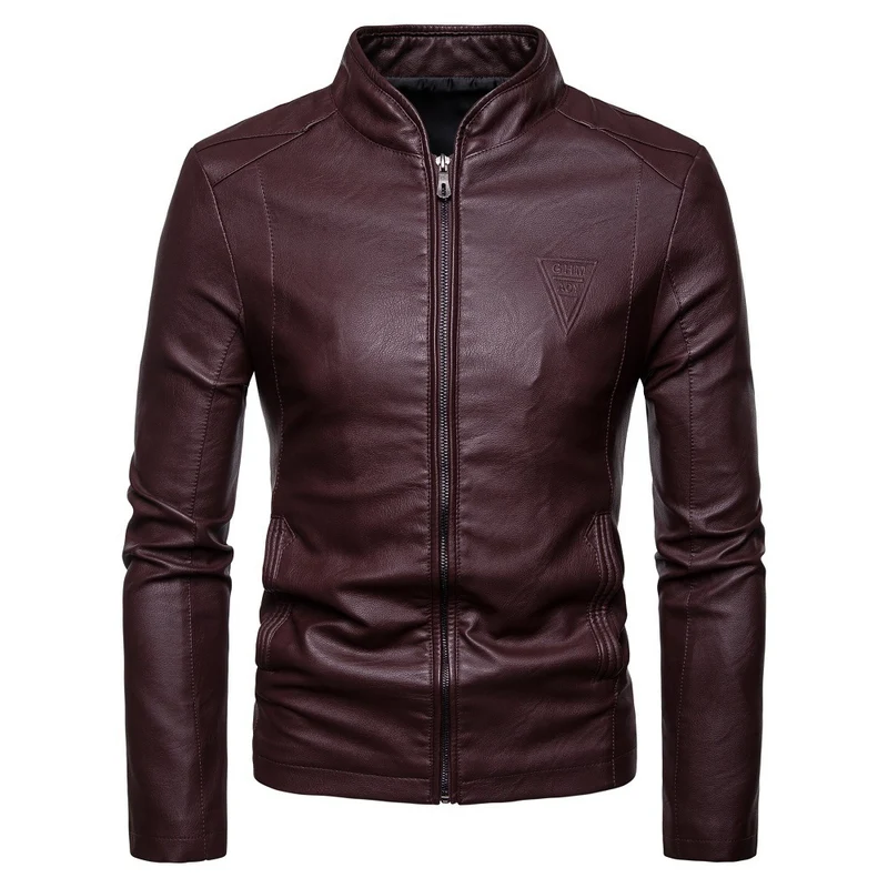 Herren Schlanker Kunstleder-Moto-Blouson mit ergonomischen Nähten und geprägtem Markenlogo Nord Taschen