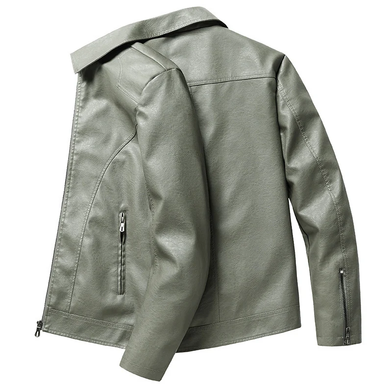 Herren schlanker Kunstleder-Fliegerblouson mit Hemdkragen und ergonomischen Nahtdetails Nord Taschen