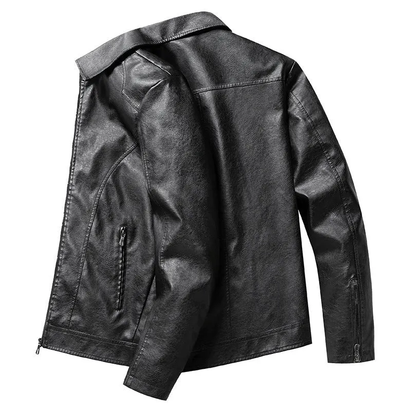 Herren schlanker Kunstleder-Fliegerblouson mit Hemdkragen und ergonomischen Nahtdetails Nord Taschen