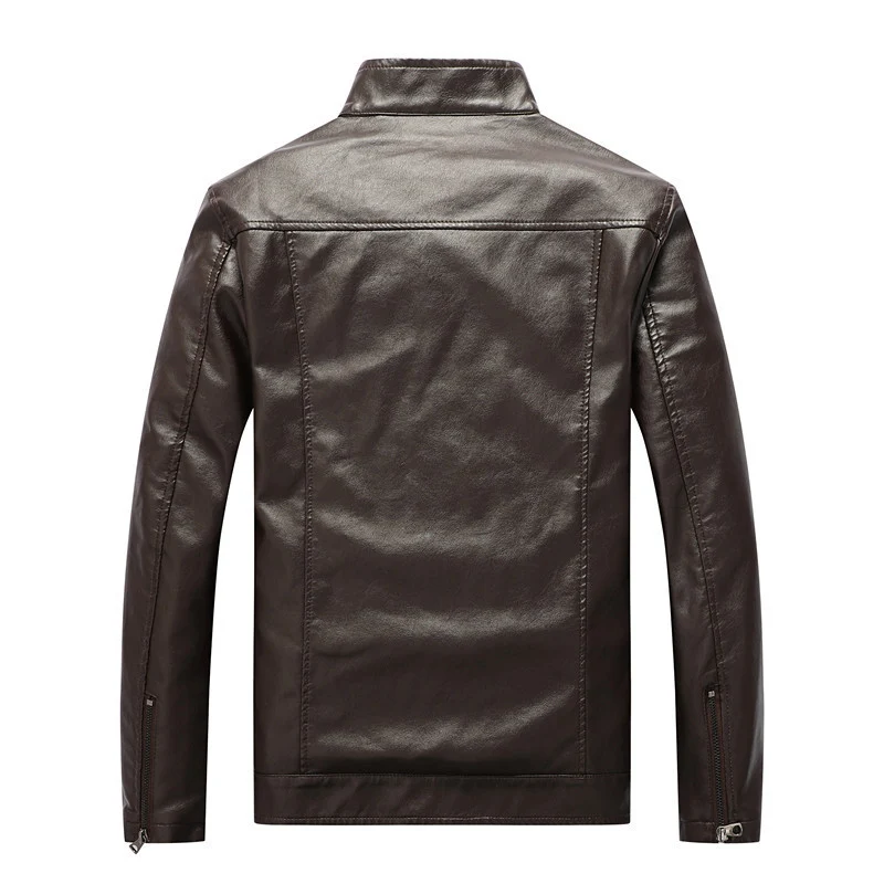 Herren schlanker Kunstleder‑Fieldblouson mit Stehkragen, Brustpattentaschen und Reißverschluss Nord Taschen
