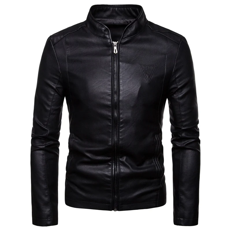 Herren schlanker Kunstleder-Blouson im Racer‑Look mit Stehkragen und verdecktem Reißverschluss Nord Taschen