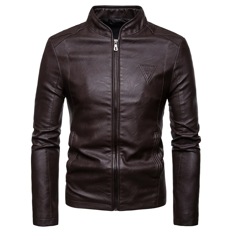 Herren schlanker Kunstleder-Blouson im Racer‑Look mit Stehkragen und verdecktem Reißverschluss Nord Taschen