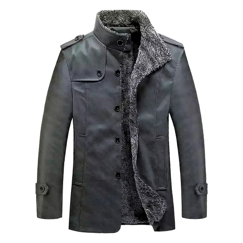 Herren schlanke Kunstleder-Motojacke mit Stehkragen, ergonomischer Nahtführung und leichter Thermofütterung Nord Taschen