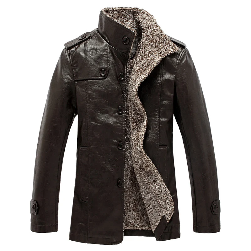 Herren schlanke Kunstleder-Motojacke mit Stehkragen, ergonomischer Nahtführung und leichter Thermofütterung Nord Taschen
