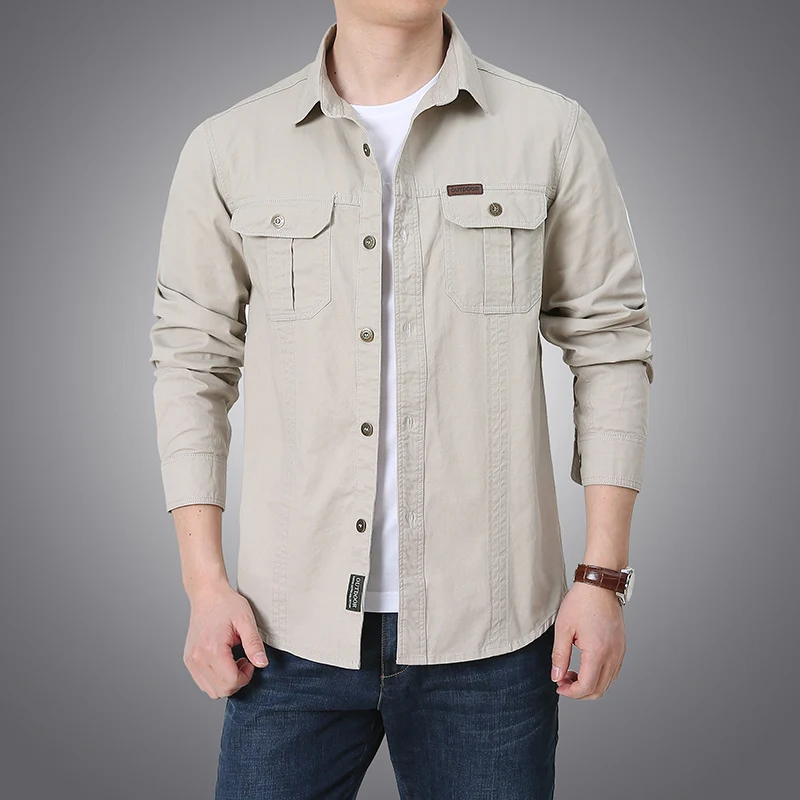 Herren robustes Overshirt aus Baumwoll-Canvas mit Brustpattentaschen Nord Taschen