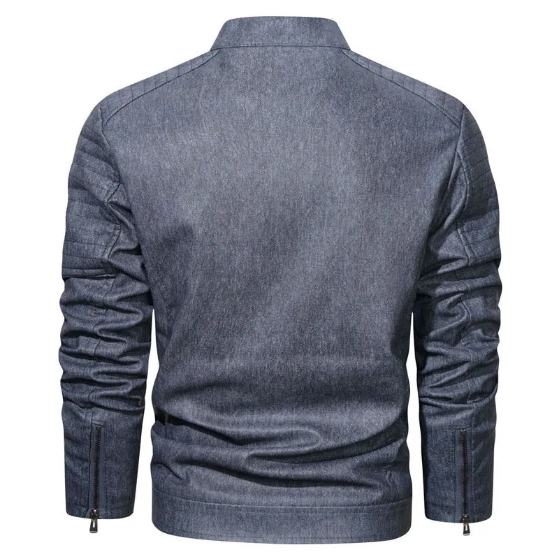 Herren robustes Denim‑Look Fieldblouson mit gesteppter Schulterpartie und Reißverschlussdetails Nord Taschen