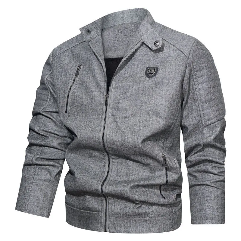 Herren robustes Denim‑Look Fieldblouson mit gesteppter Schulterpartie und Reißverschlussdetails Nord Taschen