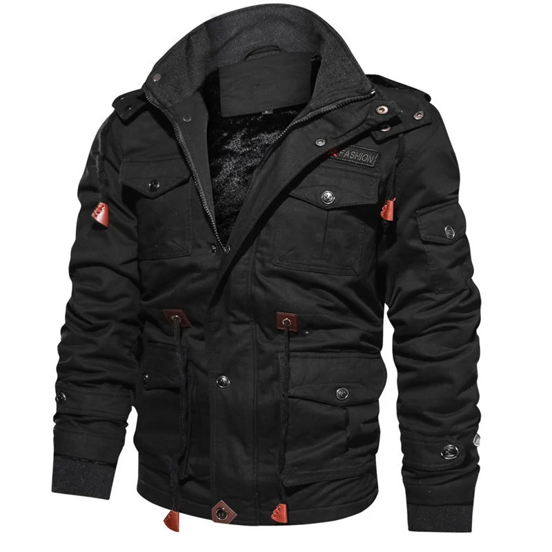 Herren robustes Canvas-Utility-Parka mit Teddyfleece-Innenfutter, Kordeltaille und Multi-Taschen Nord Taschen