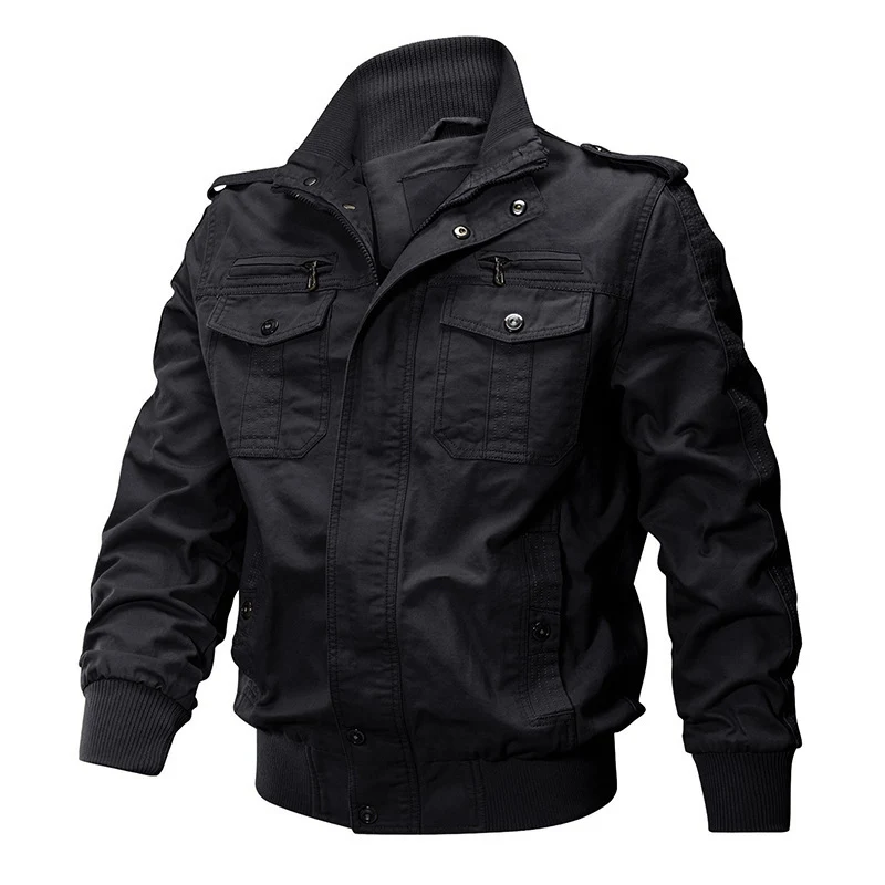 Herren robustes Canvas-Pilotblouson mit Rippenbündchen und Schulterpatten Nord Taschen