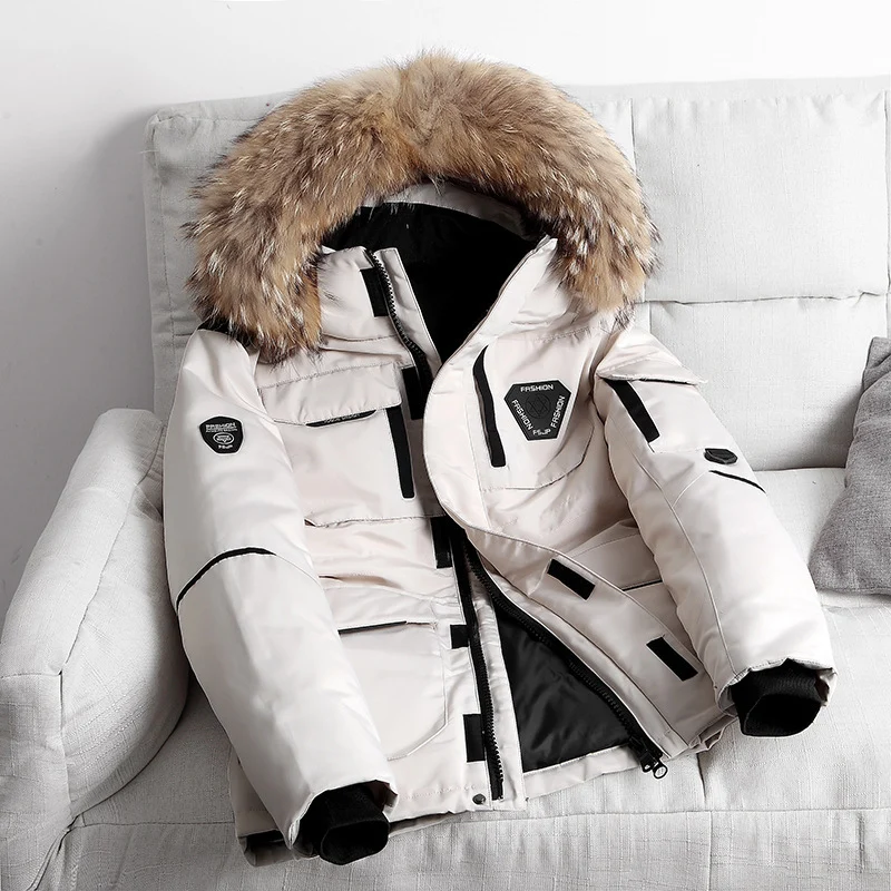 Herren Robuster Winterparka mit Kunstfellkapuze, wattierter Thermofütterung und Multifunktionstaschen Nord Taschen