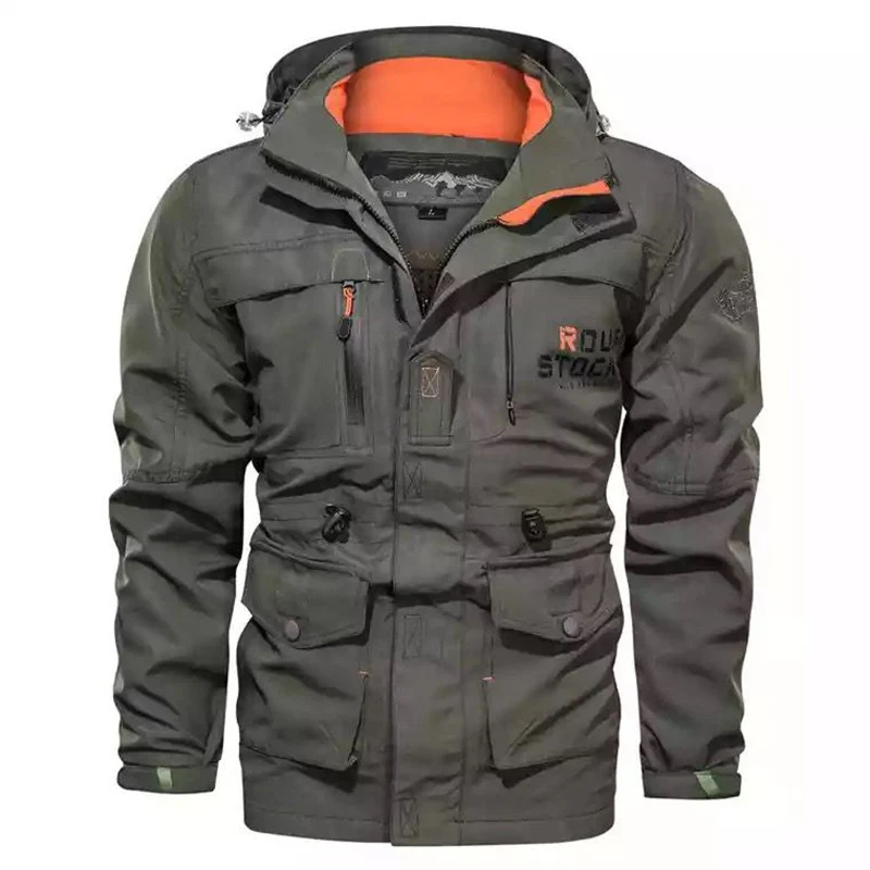 Herren robuster Canvas-Fieldparka mit Kapuze, Multifunktionstaschen und Taillenregulierung Nord Taschen