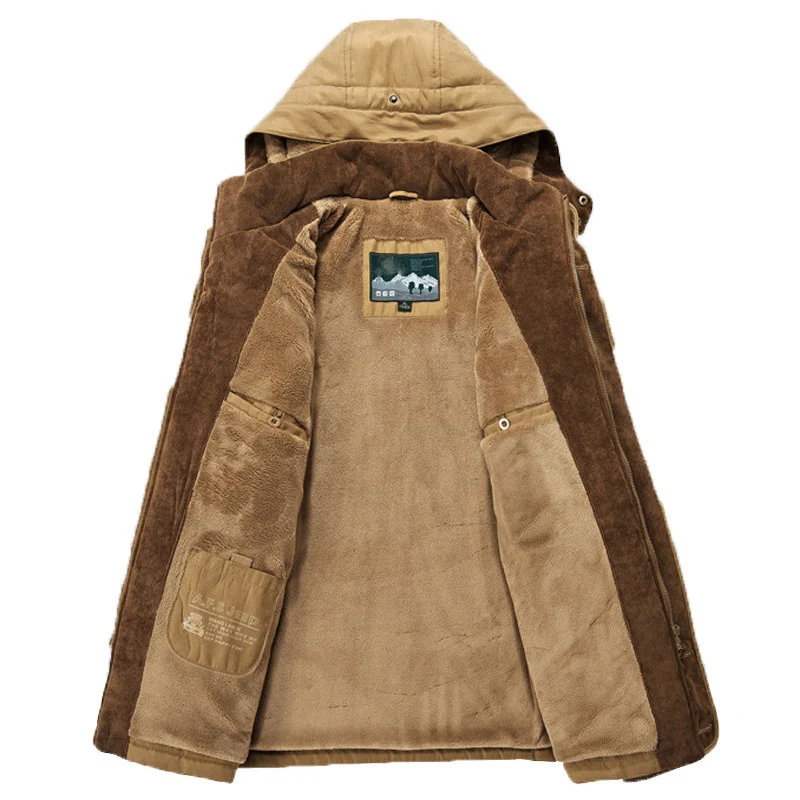 Herren robuster Canvas-Fieldparka mit Cord-Kragen, Zipfront und Multifunktionstaschen Nord Taschen