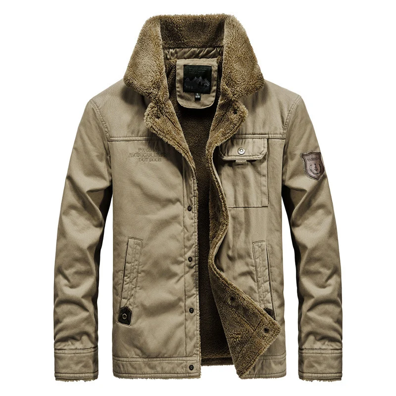 Herren robuster Canvas-Fieldblouson mit wärmender Sherpa-Innenlage und Hemdkragen Nord Taschen