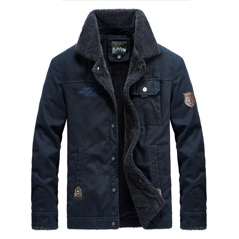 Herren robuster Canvas-Fieldblouson mit wärmender Sherpa-Innenlage und Hemdkragen Nord Taschen
