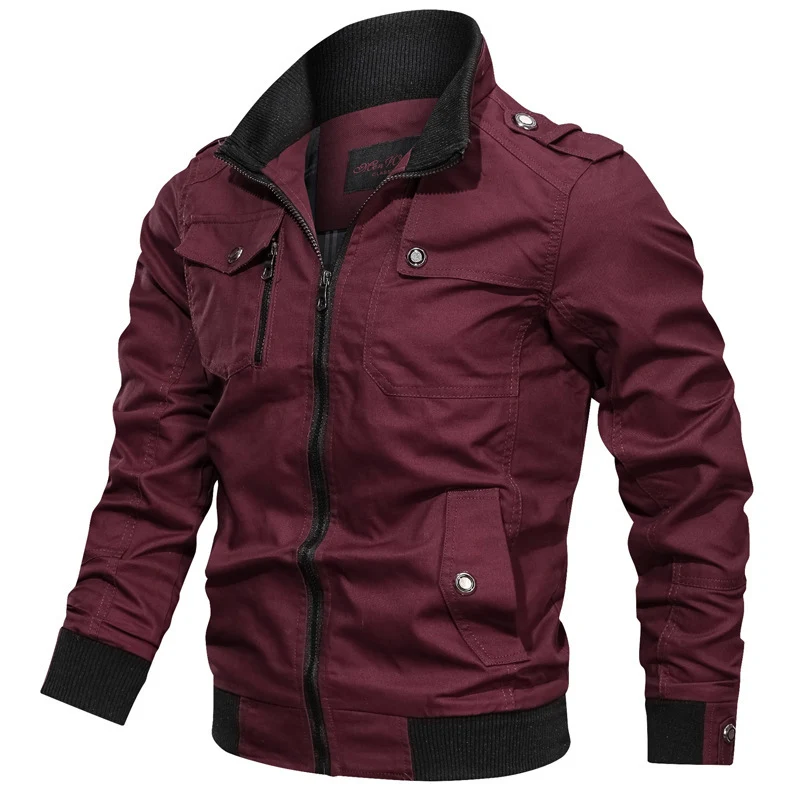 Herren robuste Canvas-Pilotenjacke mit Schulterepauletten, Rippbündchen und Multifunktions-Taschen Nord Taschen