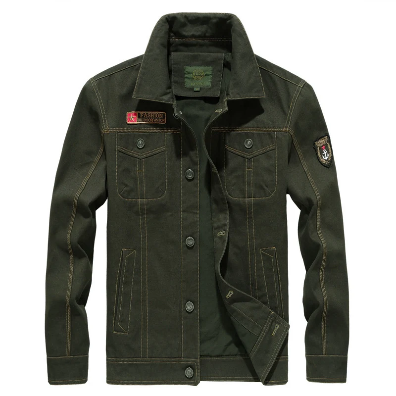 Herren Robuste Canvas-Fieldjacke im Military-Worker-Stil mit Brustpattentaschen und Zier-Patches Nord Taschen