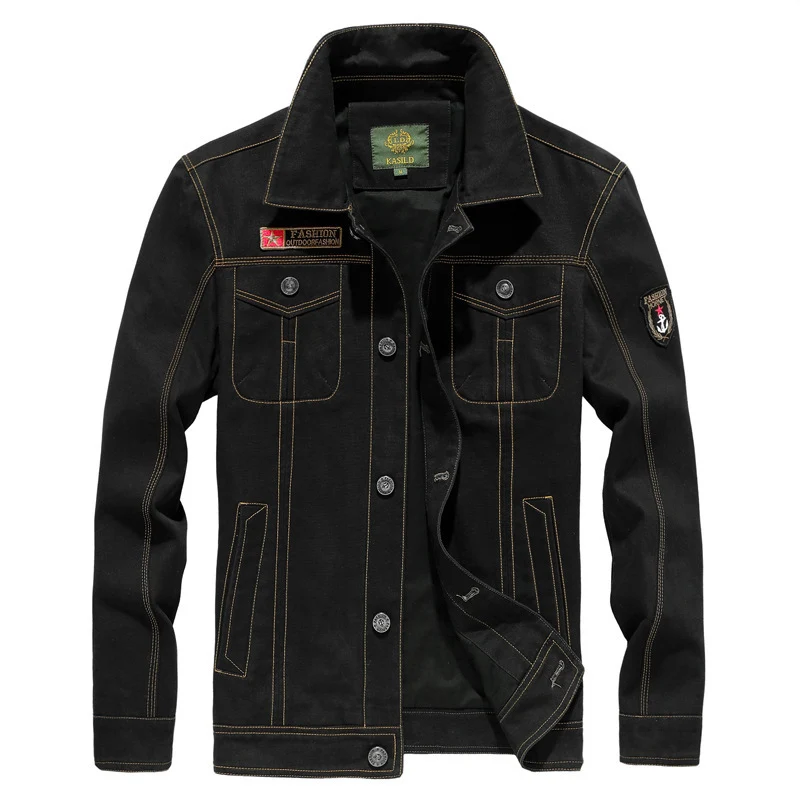 Herren Robuste Canvas-Fieldjacke im Military-Worker-Stil mit Brustpattentaschen und Zier-Patches Nord Taschen