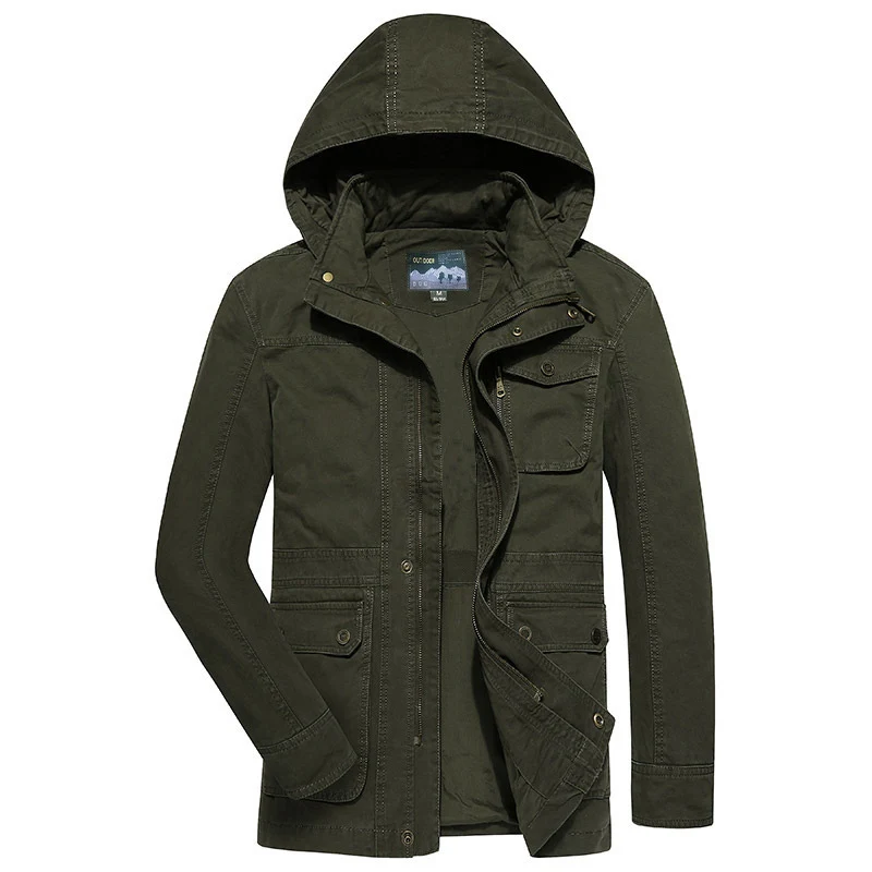 Herren robuste Canvas-Feldjacke mit Kapuze, Mehrfach-Taschen und verstärkten Nähten Nord Taschen