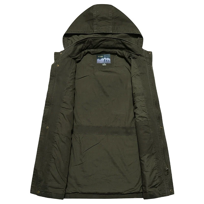Herren robuste Canvas-Feldjacke mit Kapuze, Mehrfach-Taschen und verstärkten Nähten Nord Taschen