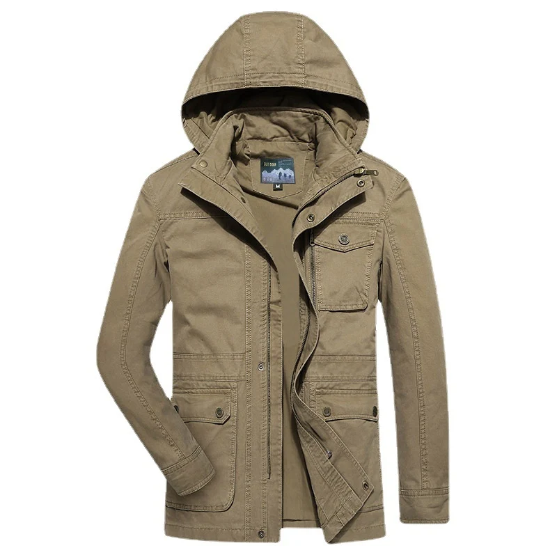 Herren robuste Canvas-Feldjacke mit Kapuze, Mehrfach-Taschen und verstärkten Nähten Nord Taschen
