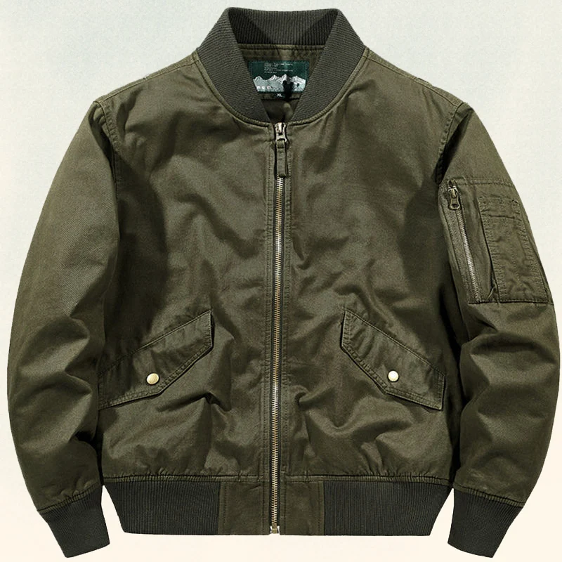 Herren Robuste Canvas-Bomberjacke im Pilotenstil mit Ärmeltasche und geripptem Saum Nord Taschen