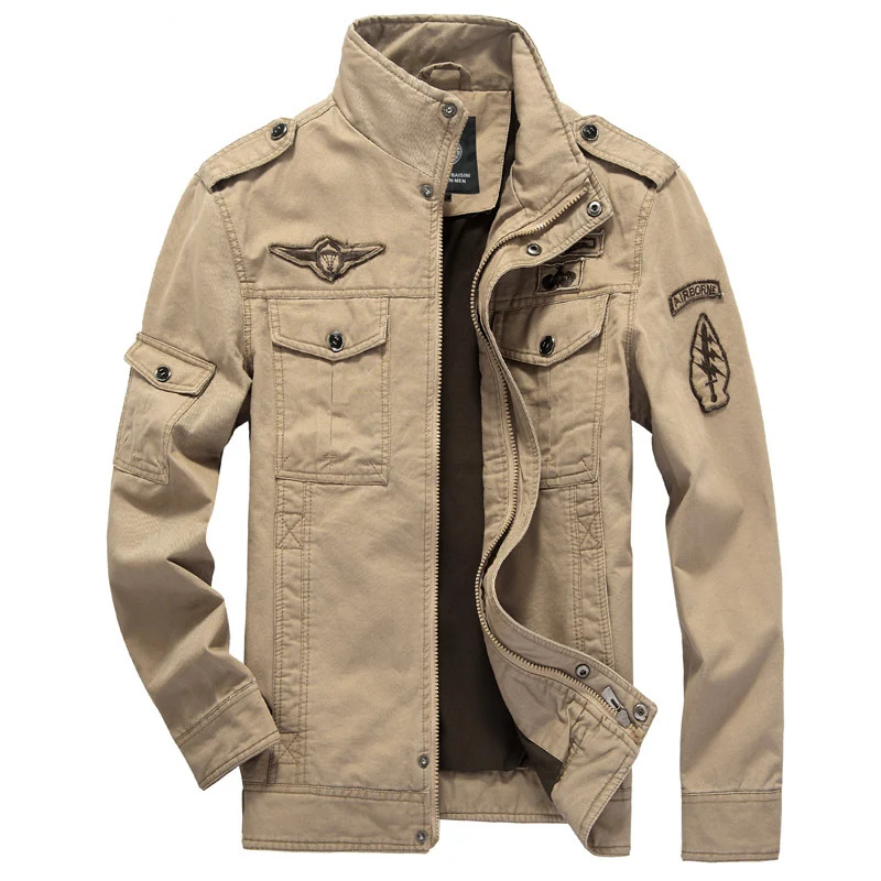 Herren Robust-Canvas-Feldblouson mit Stehkragen, Schulterpatten und Multifunktions-Taschen Nord Taschen
