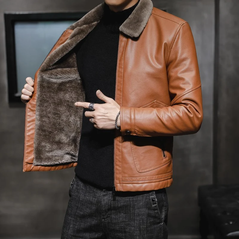 Herren Premium Kunstleder‑Fliegerblouson mit kontrastierendem Teddykragen und verdeckter Reißverschlussleiste Nord Taschen