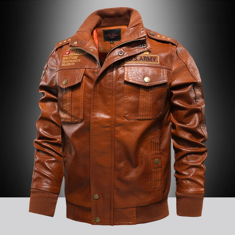 Herren Premium Kunstleder-Fliegerblouson im Aviator-Look mit Applikationen und Reißverschlussblende Nord Taschen
