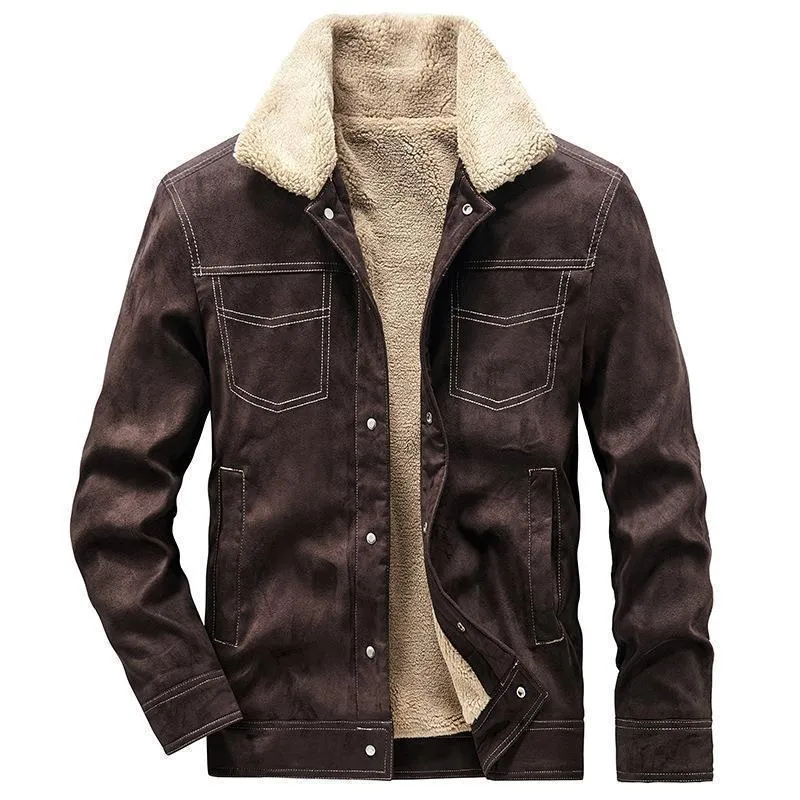 Herren Pilotenjacke in Wildlederoptik mit Sherpa‑Futter und Steppdetails Nord Taschen