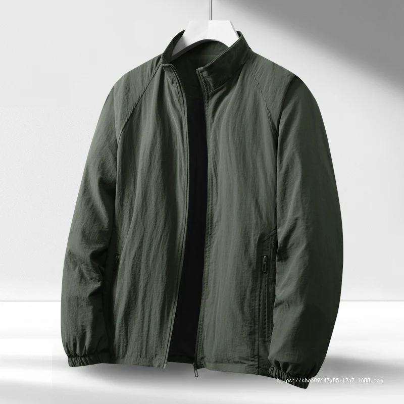 Herren Leichte winddichte Reißverschluss-Blousonjacke mit Stehkragen und elastischen Bündchen Nord Taschen