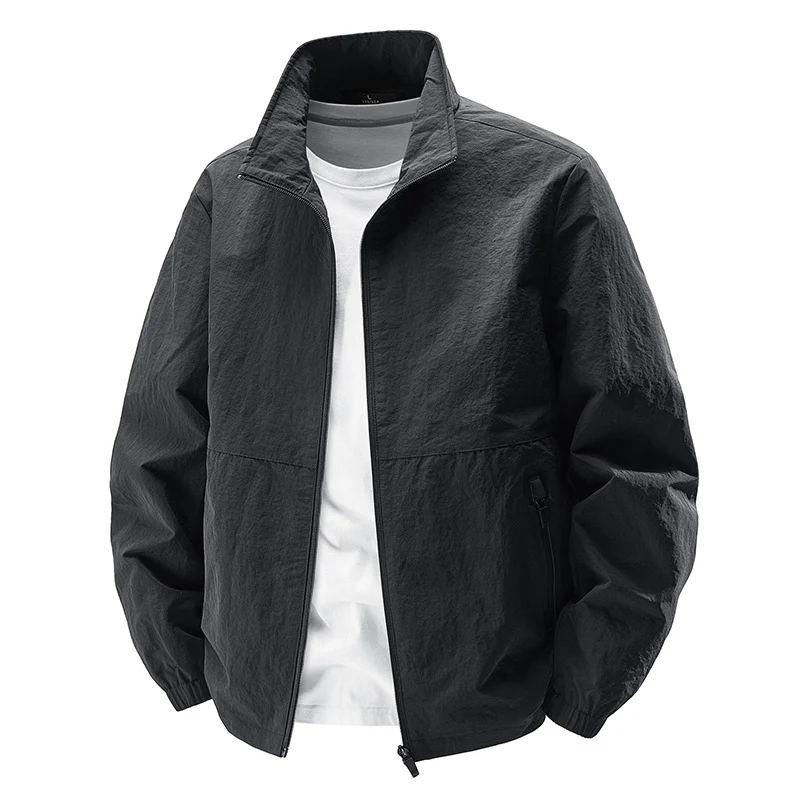 Herren Leichte Wind- und wasserabweisende Freizeitjacke mit Stehkragen und Reißverschlusstaschen Nord Taschen