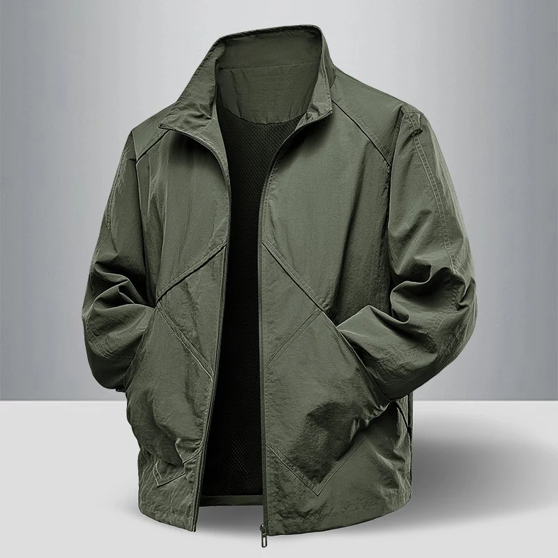 Herren Leichte technische Zip‑Jacke mit Stehkragen, Raglanärmeln & Utility‑Einsätzen Nord Taschen