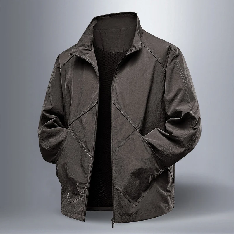 Herren Leichte technische Zip‑Jacke mit Stehkragen, Raglanärmeln & Utility‑Einsätzen Nord Taschen