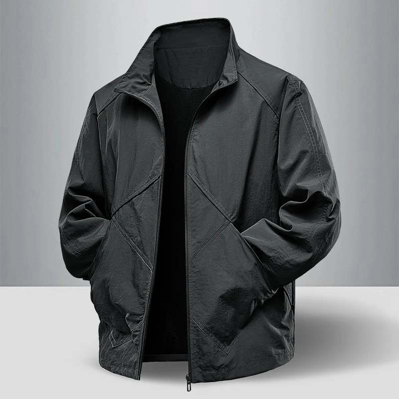Herren Leichte technische Zip‑Jacke mit Stehkragen, Raglanärmeln & Utility‑Einsätzen Nord Taschen
