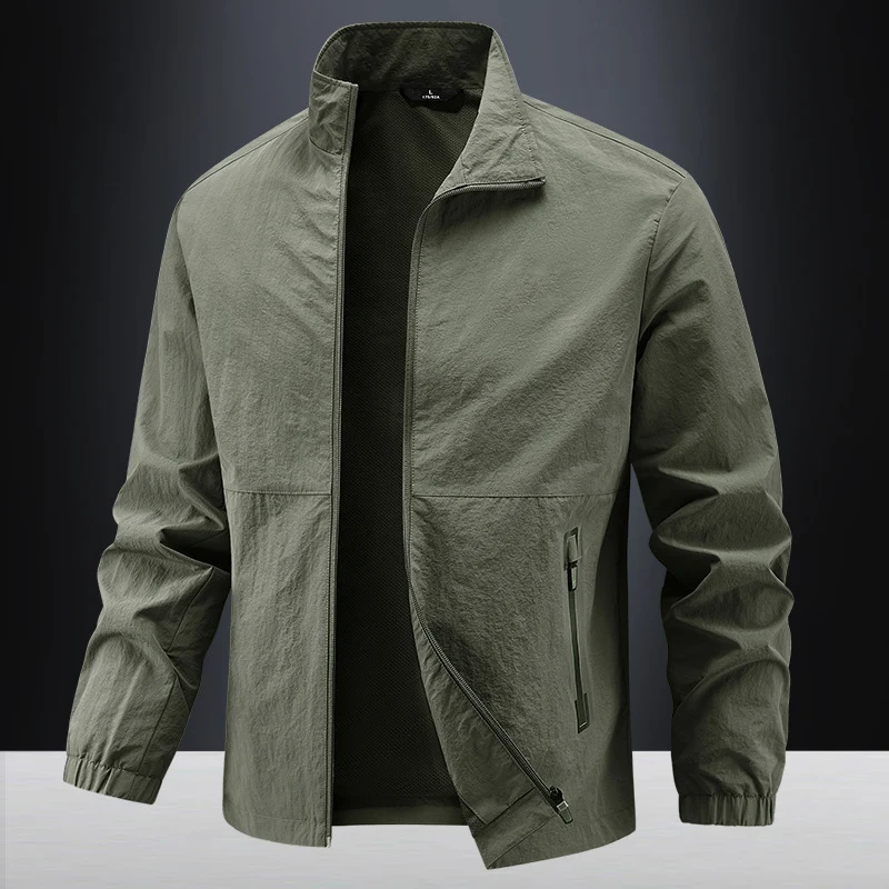 Herren Leichte technische Übergangsjacke mit Stehkragen atmungsaktivem Mesh-Futter und wasserabweisenden Reißverschlusstaschen Nord Taschen