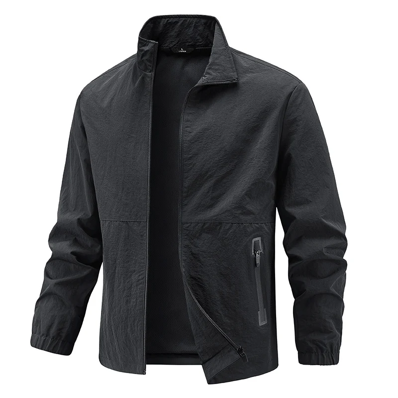 Herren Leichte technische Übergangsjacke mit Stehkragen atmungsaktivem Mesh-Futter und wasserabweisenden Reißverschlusstaschen Nord Taschen