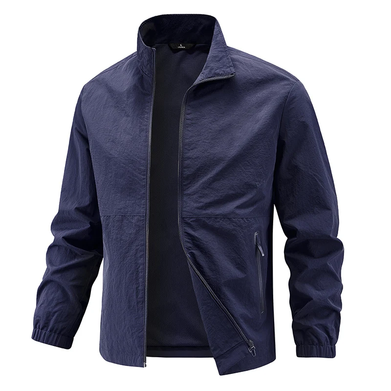 Herren Leichte technische Übergangsjacke mit Stehkragen atmungsaktivem Mesh-Futter und wasserabweisenden Reißverschlusstaschen Nord Taschen