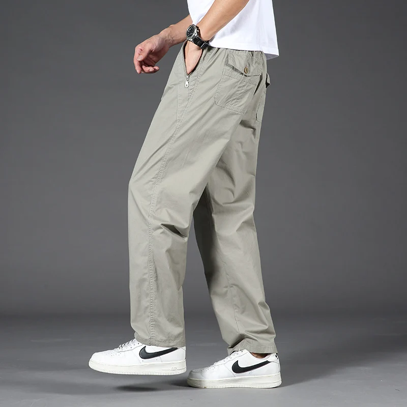 Herren Leichte Relaxed-Fit Chinohose mit elastischem Bund & geradem Bein Nord Taschen
