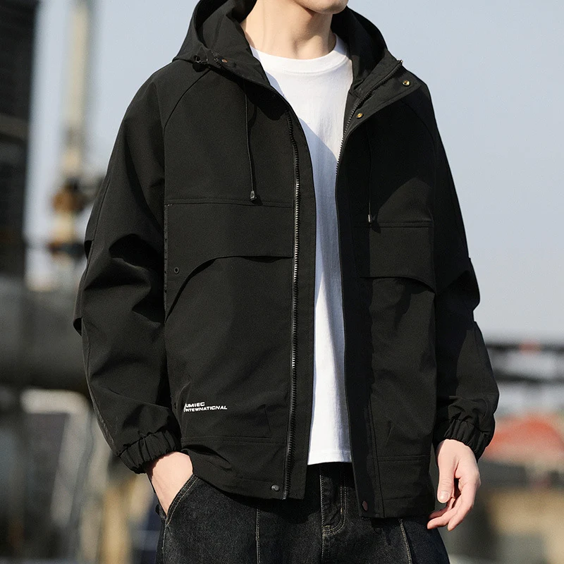 Herren Leichte Kapuzen-Utility-Windjacke mit großen Pattentaschen und elastischen Bündchen Nord Taschen