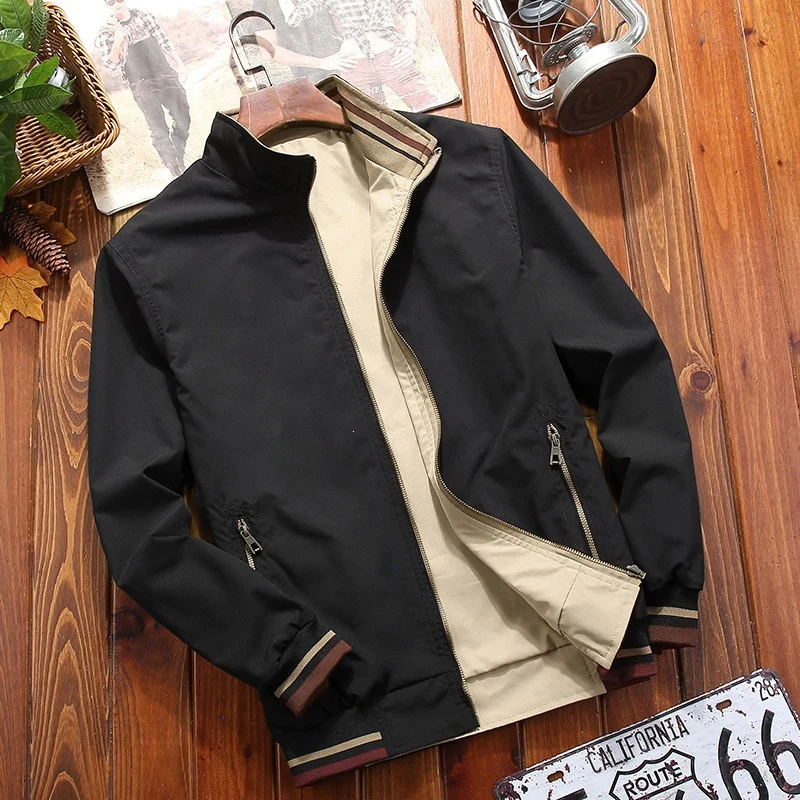 Herren Leichte Bomberjacke im urbanen Utility‑Look mit gestreiften Rippbündchen & Reißverschlusstaschen Nord Taschen