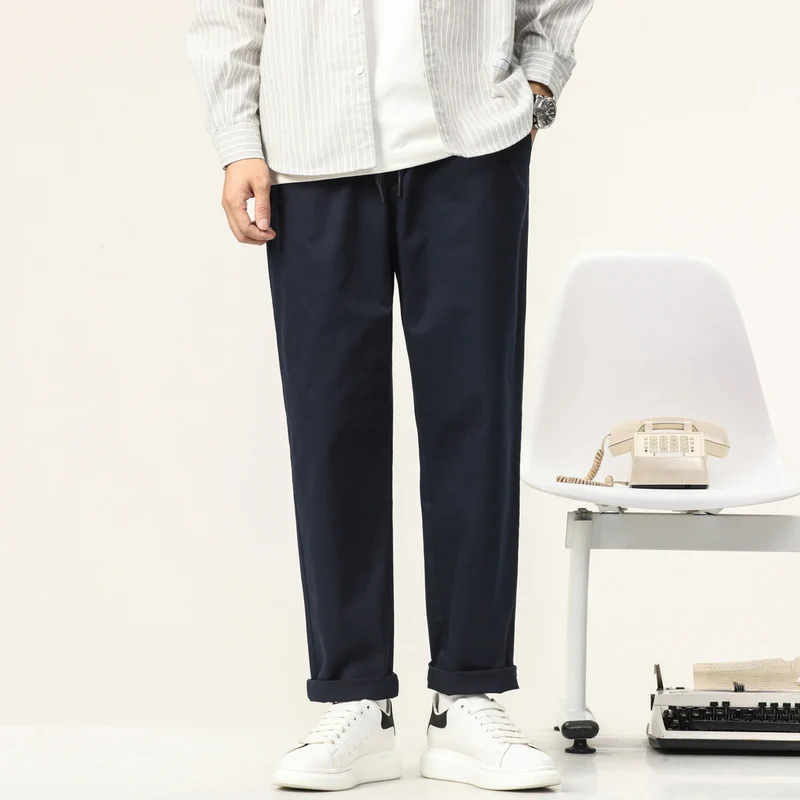 Herren Leichte Baumwoll-Mix-Hose mit elastischem Kordelbund und geradem Bein Nord Taschen