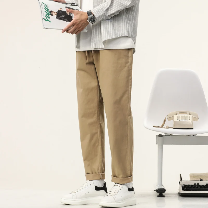 Herren Leichte Baumwoll-Mix-Hose mit elastischem Kordelbund und geradem Bein Nord Taschen