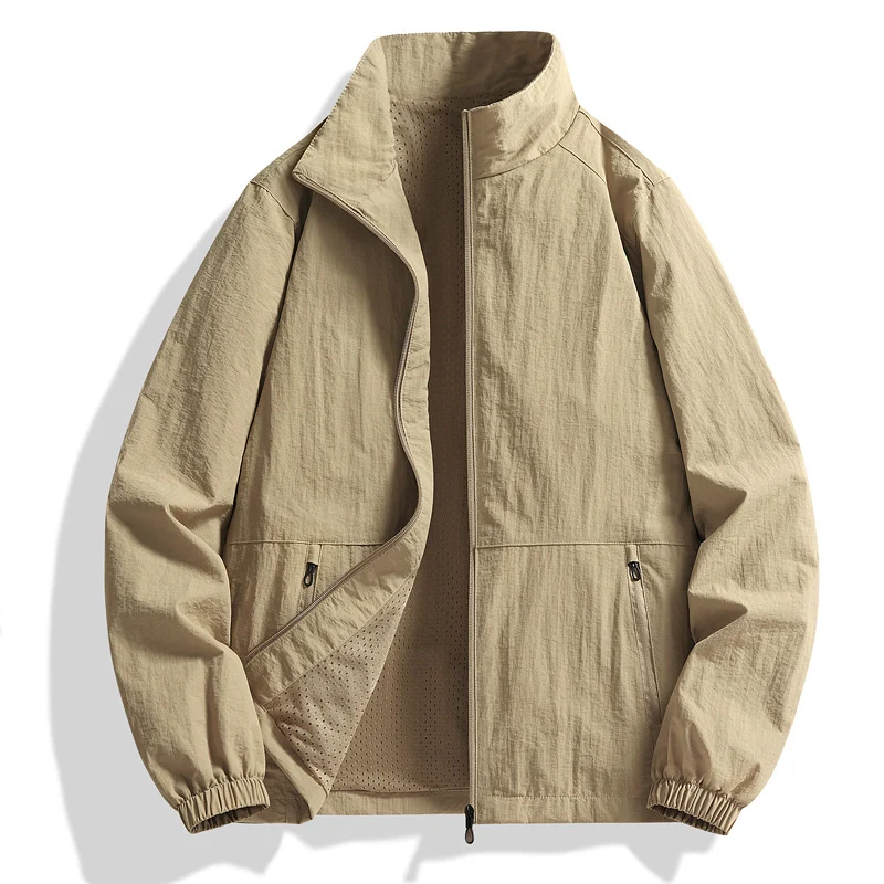 Herren Leichte atmungsaktive Windjacke mit Stehkragen und perforiertem Futter Nord Taschen