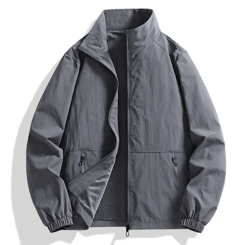 Herren Leichte atmungsaktive Windjacke mit Stehkragen und perforiertem Futter Nord Taschen