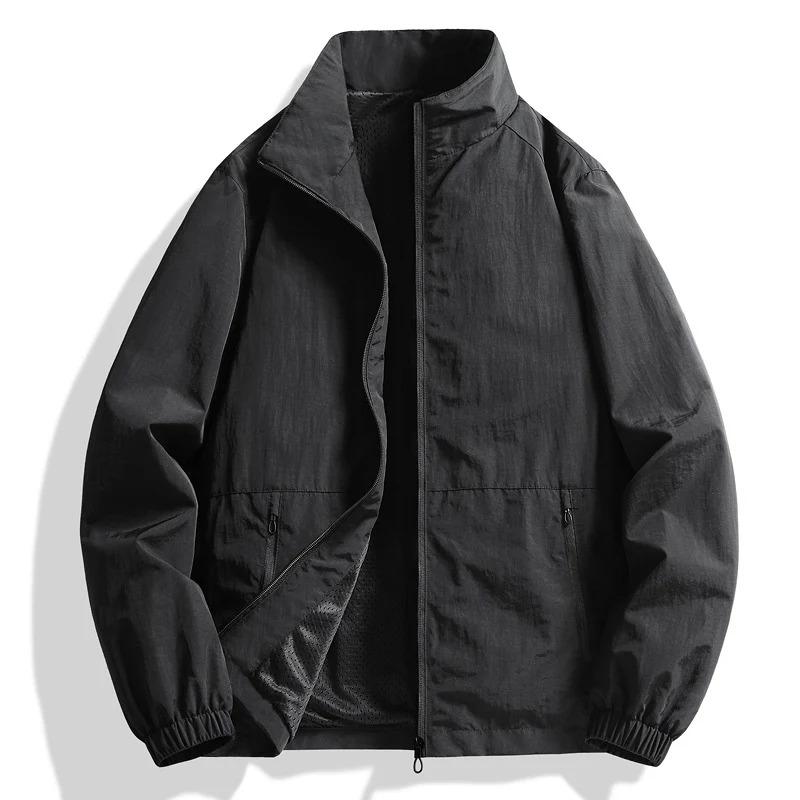 Herren Leichte atmungsaktive Windjacke mit Stehkragen und perforiertem Futter Nord Taschen