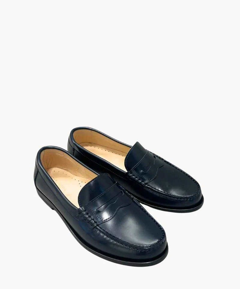 College Schuhe Damen Leder Blau Marine Marie Morenz