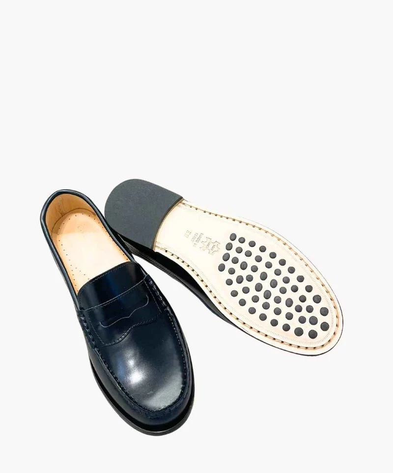 College Schuhe Damen Leder Blau Marine Marie Morenz
