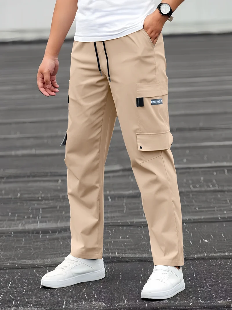 Herren Lässige technische Cargohose mit Multifachtaschen, Tunnelzugbund und geradem Bein Nord Taschen