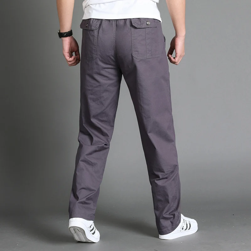 Herren Lässige Canvas-Chinohose mit elastischem Tunnelzugbund, aufgesetzten Taschen & geradem Bein Nord Taschen