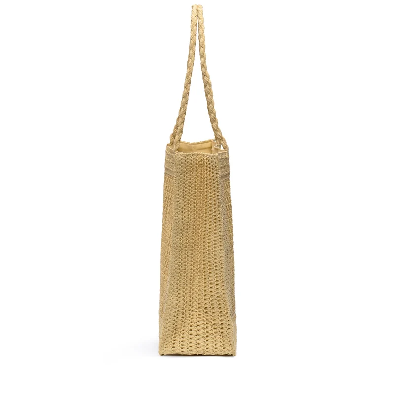 TOTE BAG SQUARE RAFFIA - Bags - Tote Bag - Woman - Beige Ecru